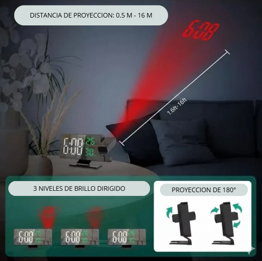 🕒 RELOJ DIGITAL CON PROYECTOR 🔥 ajustable con 180° 🌙